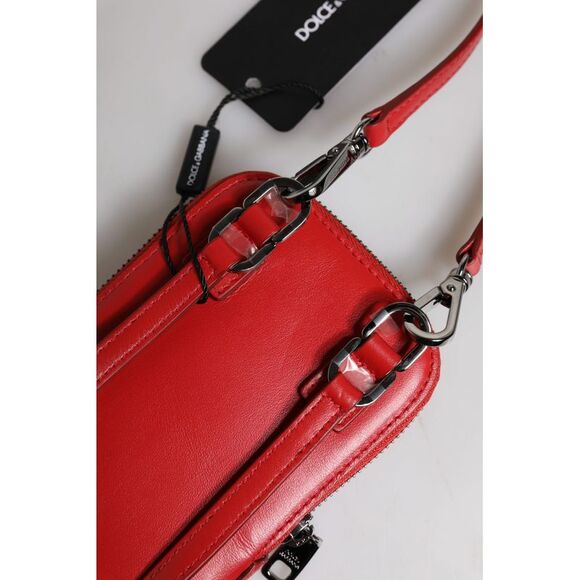 Dolce & Gabbana Red Leather Purse Phone Sling Crossbody Neck Strap Men's Bag - Picture 5 of 5